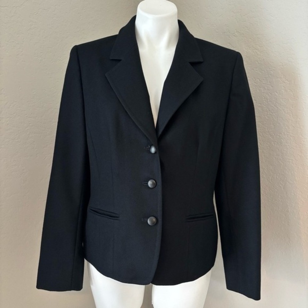 Vintage Pendleton Black Three Button 100% Wool Single‎ Breasted Blazer Women's